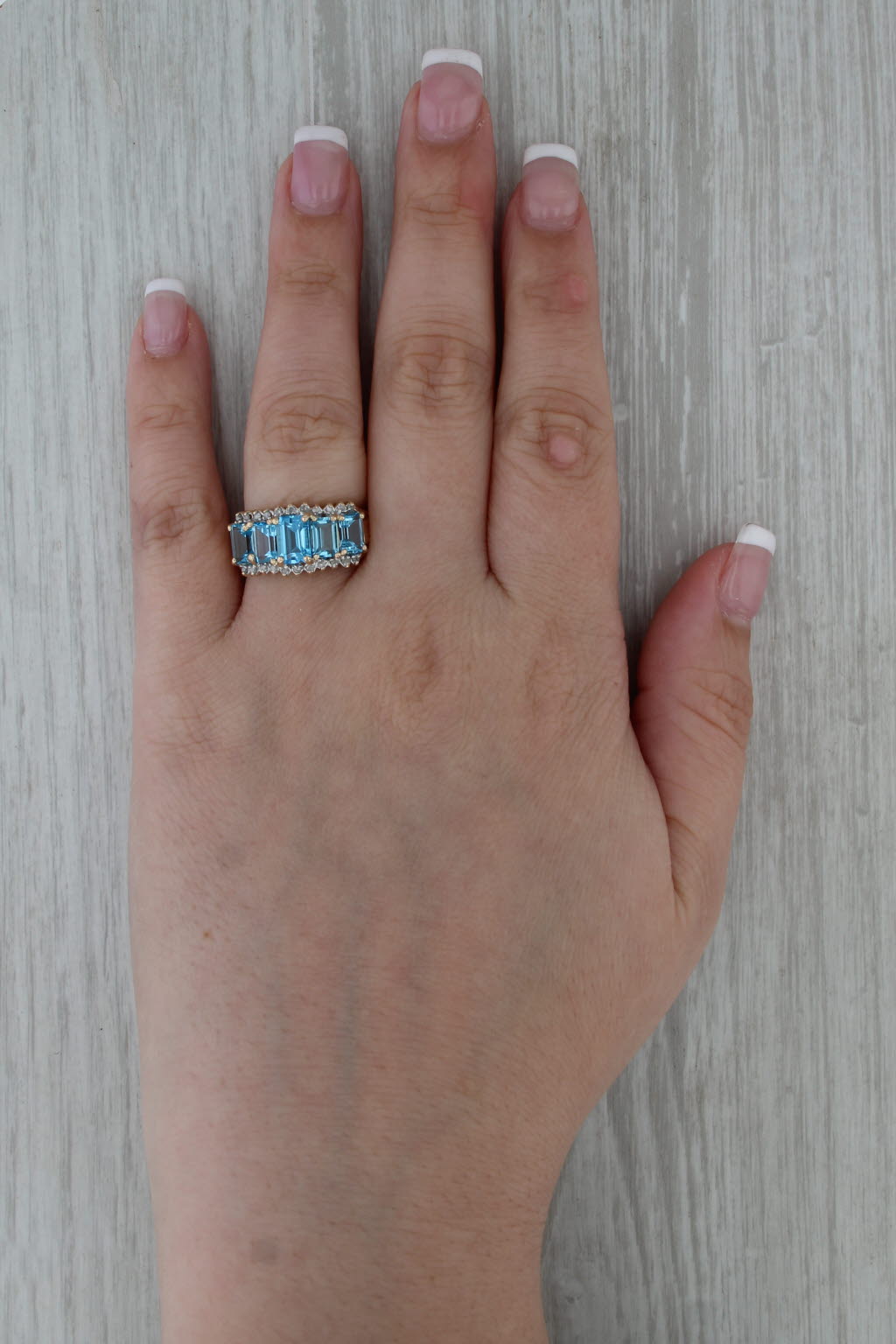 4.08ctw Blue Topaz Diamond Ring 14k Yellow Gold Size 7 Cocktail