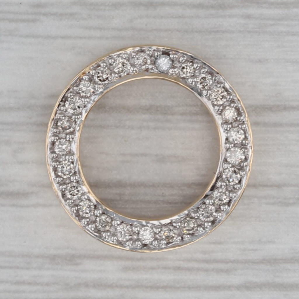 0.25ctw Diamond Eternity Circle Pendant 14k Yellow Gold Floating Drop