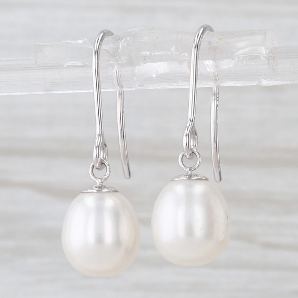 Freshwater Cultured Pearl Dangle Earrings 14k White Gold Hook Post Drops