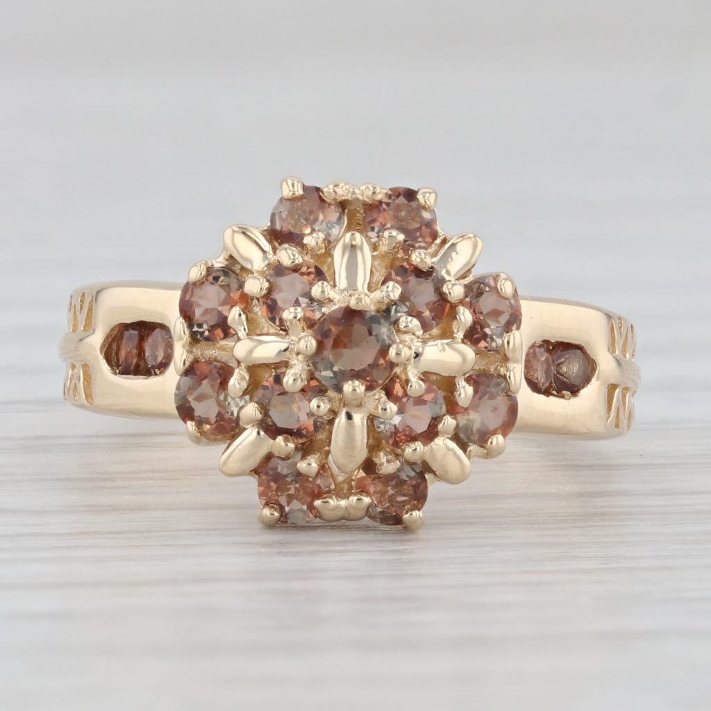 Light Gray 1.04ctw Andalusite Cluster Flower Ring 14k Yellow Gold Size 6.25