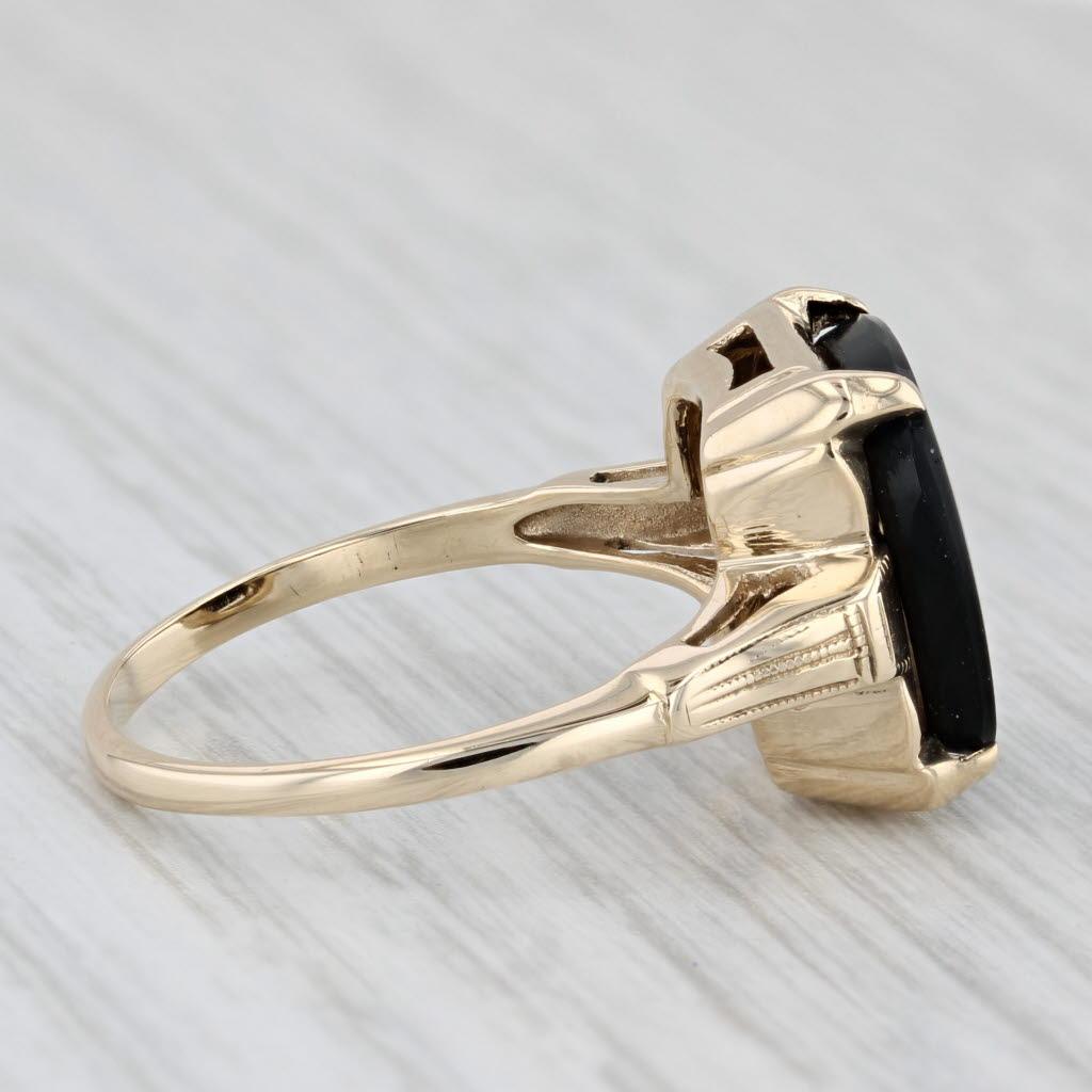 Light Gray Vintage Onyx Diamond Ring 10k Yellow Gold Size 8