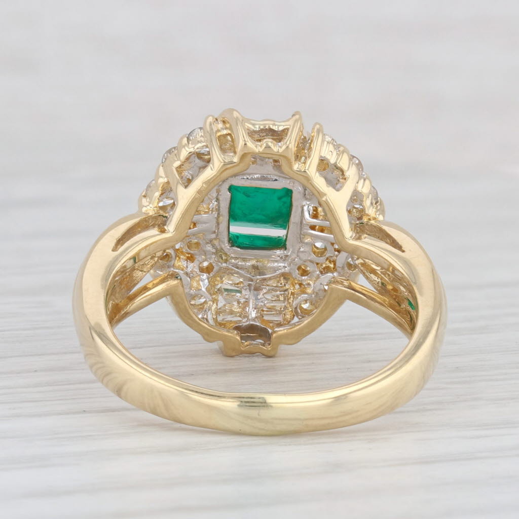 Light Gray 2.16ctw Emerald Diamond Halo Ring 18k Yellow Gold Size 8 Cocktail