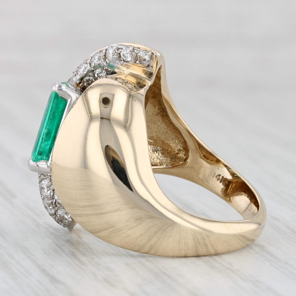 Light Gray 1.73ctw Emerald Diamond Cocktail Ring 14k Yellow Gold Size 5