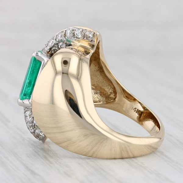 1.73ctw Emerald Diamond Cocktail Ring 14k Yellow Gold Size 5