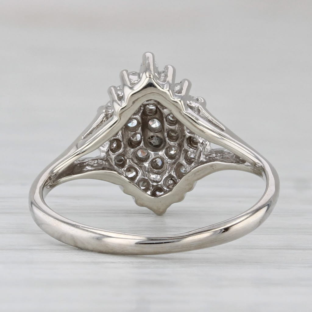 Gray 0.16ctw Diamond Cluster Halo Engagement Ring 14k White Gold Size 3.5