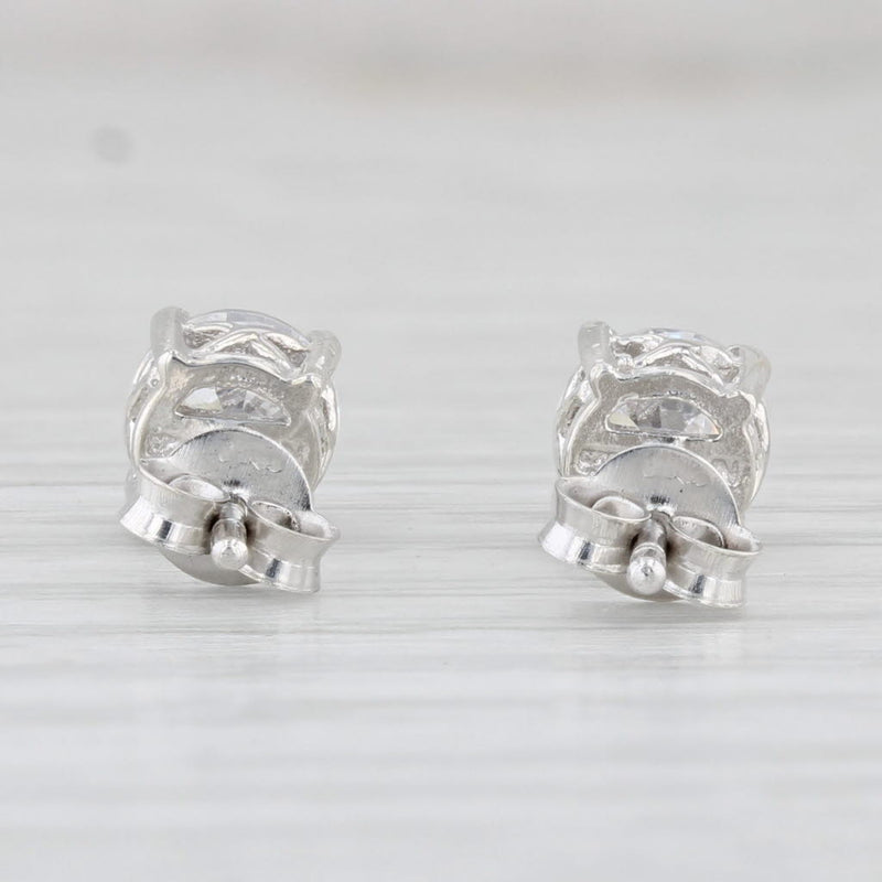 1.52ctw Cubic Zirconia Stud Earrings Sterling Silver Round Solitaire Studs