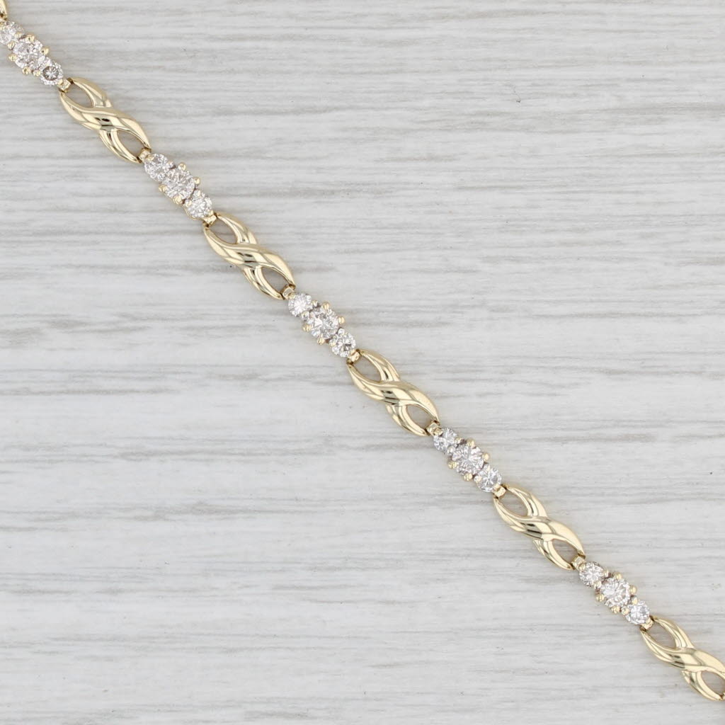 Light Gray 1ctw Diamond Infinity Link Bracelet 10k Yellow Gold 7.25"
