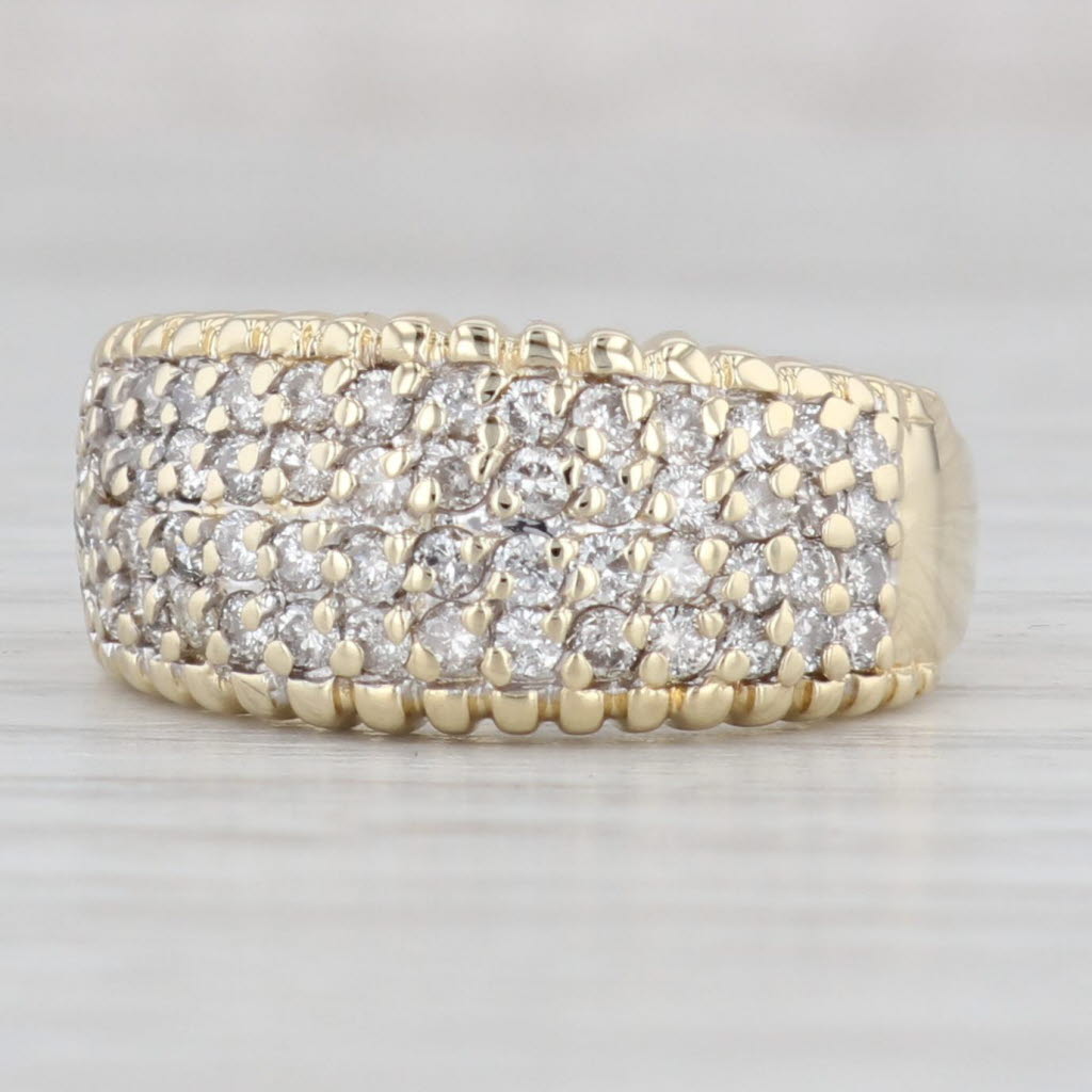 Light Gray 0.90ctw Pave Diamond Ring 14k Yellow Gold Size 7.25