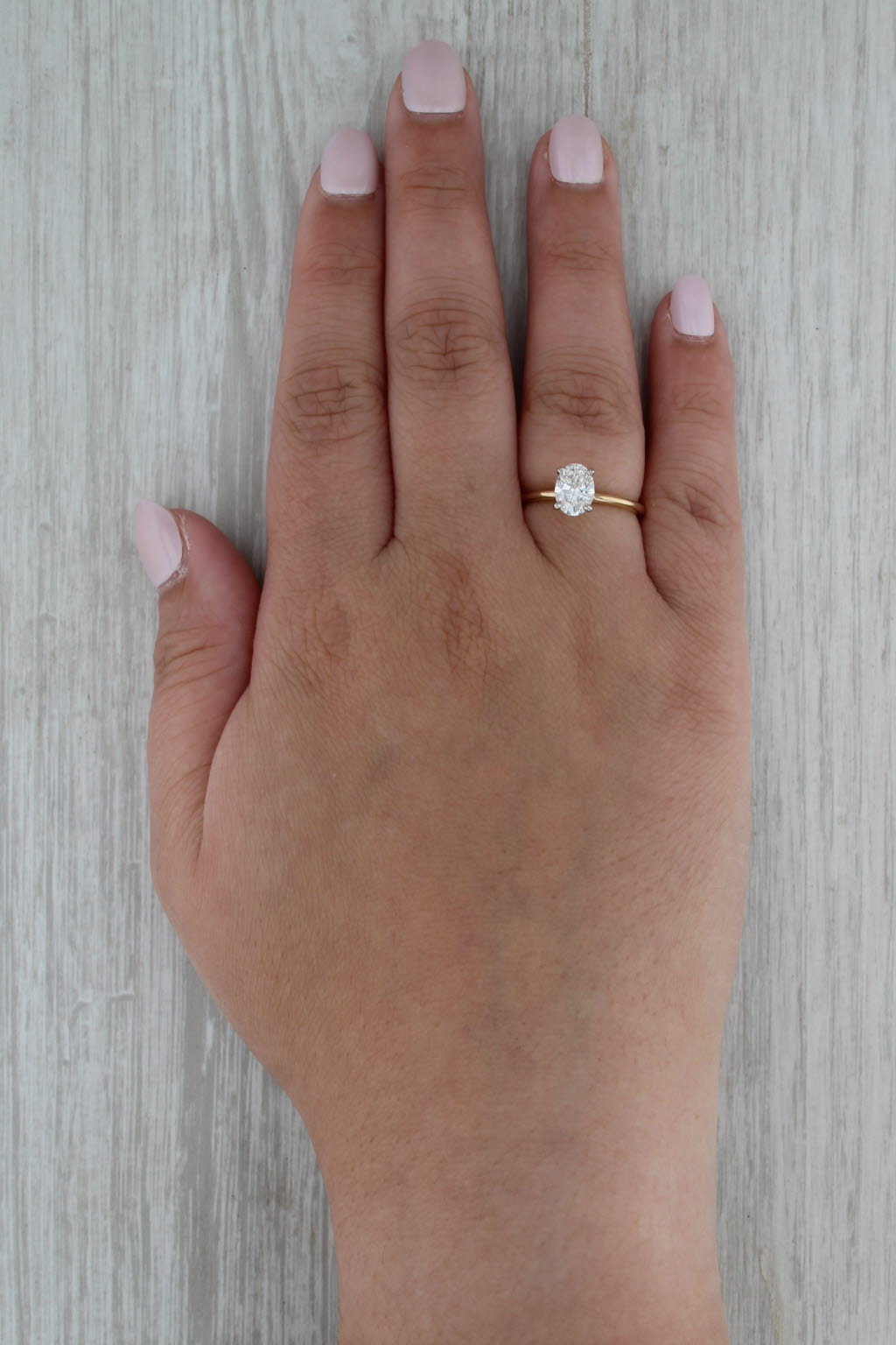 IGI 1.06ct Oval Lab Grown Diamond Solitaire Engagement Ring 14k Gold Sz 7 VVS2 E
