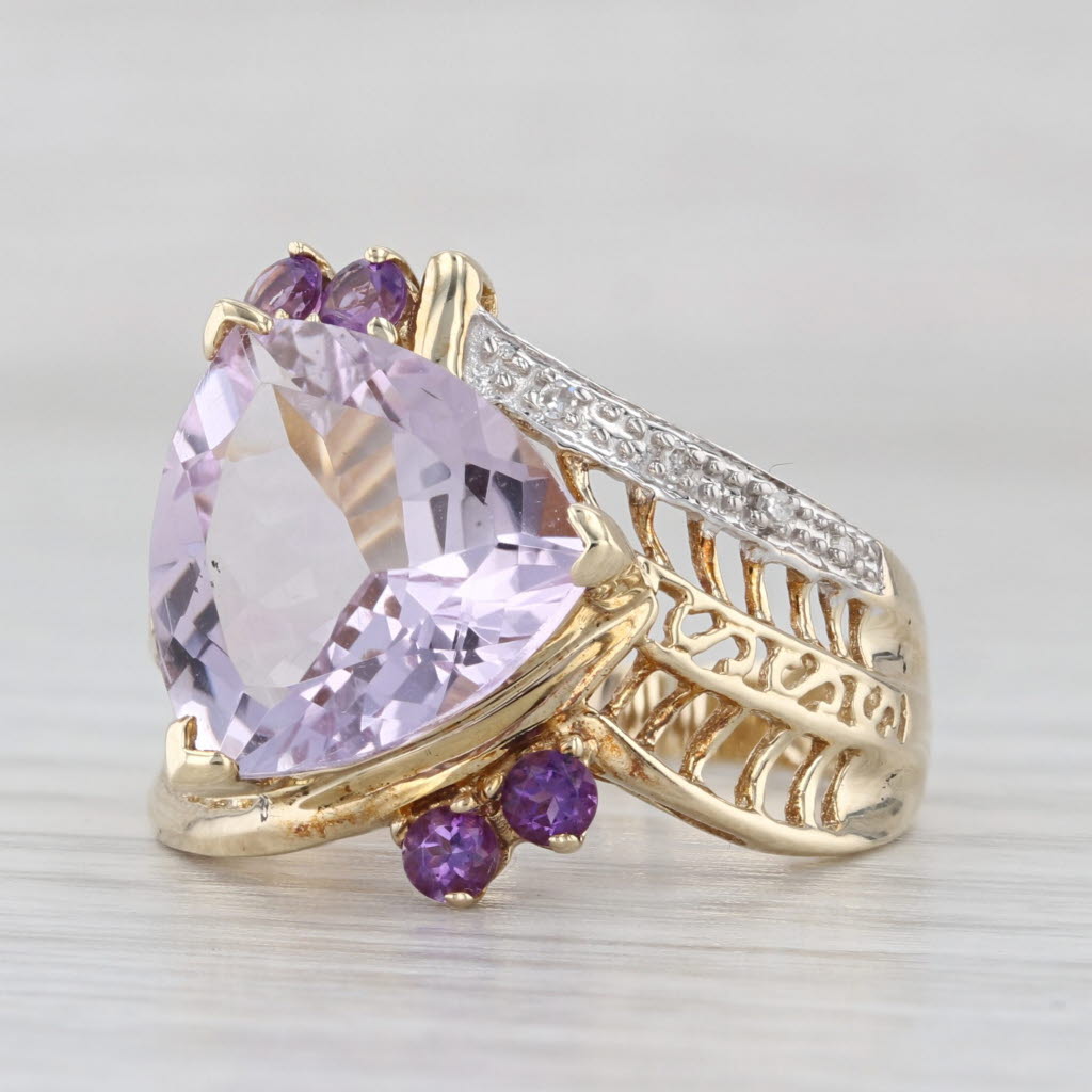 1.80ctw Amethyst Diamond Cocktail Ring 10k Yellow Gold Size 8.25
