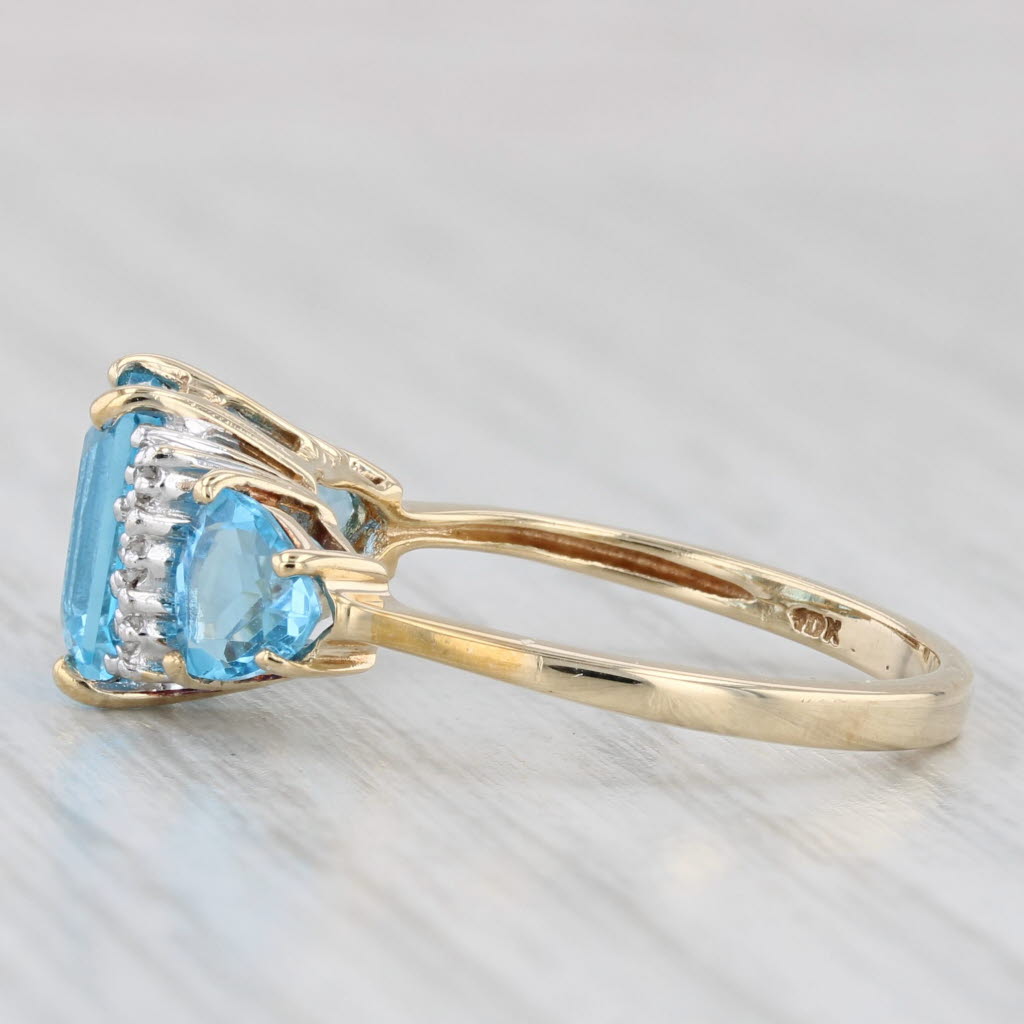 Light Gray 2.70ctw Blue Topaz Diamond Ring 10k Yellow Gold Size 7