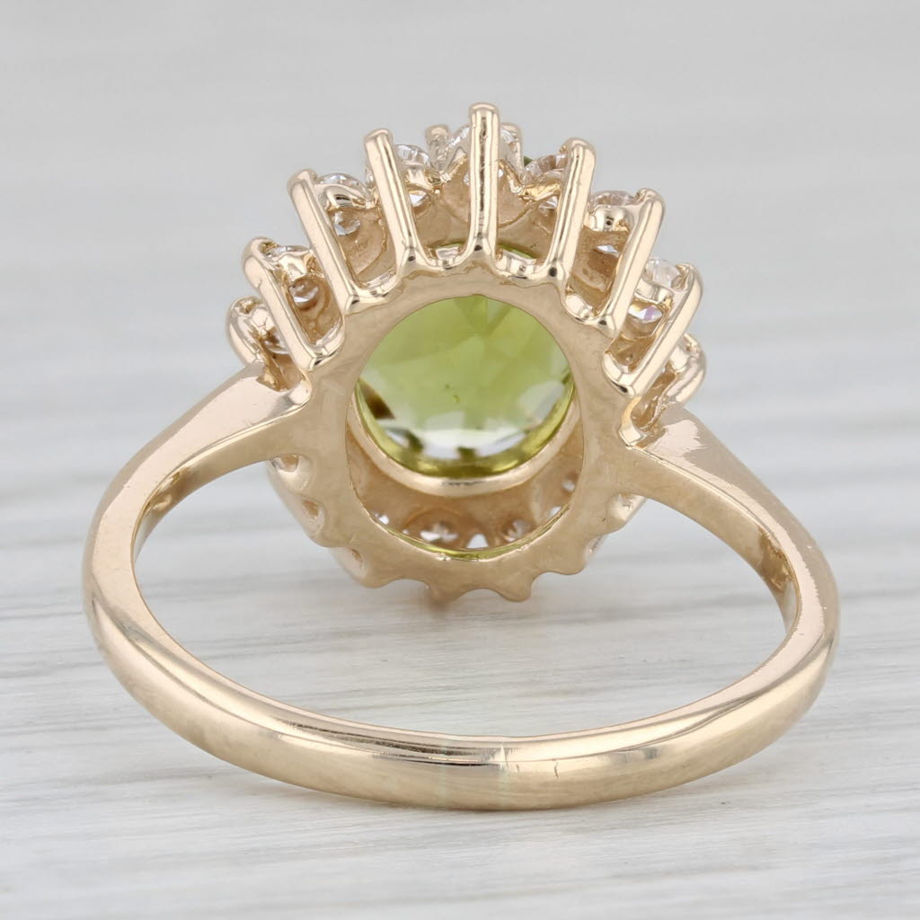 Light Gray 3.40ctw Oval Peridot Diamond Halo Ring 14k Yellow Gold Size 7.25