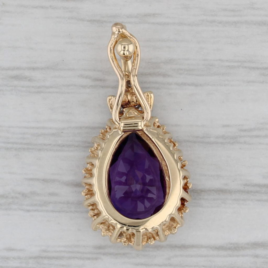 Gray 1.72ctw Amethyst Diamond Halo Enhancer Pendant 14k Rose Gold Teardrop