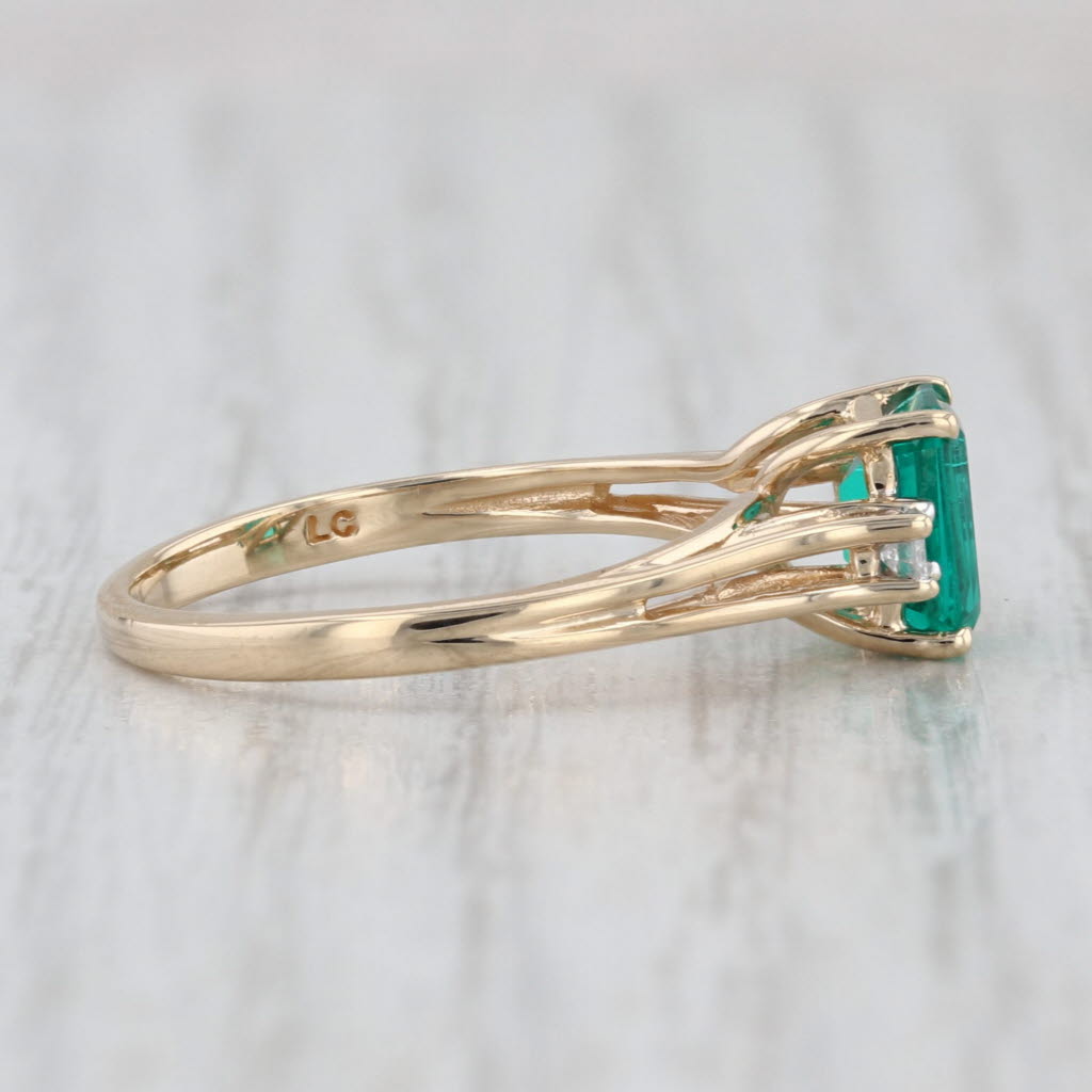 1.08ctw Emerald Cut Lab Created Emerald Diamond Ring 10k Yellow Gold Size 6.5