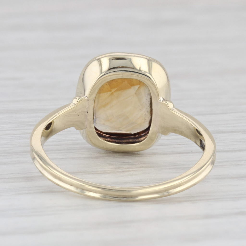 Light Gray 1.85ct Cushion Cut Citrine Solitaire Ring 10k Yellow Gold Size 5.5