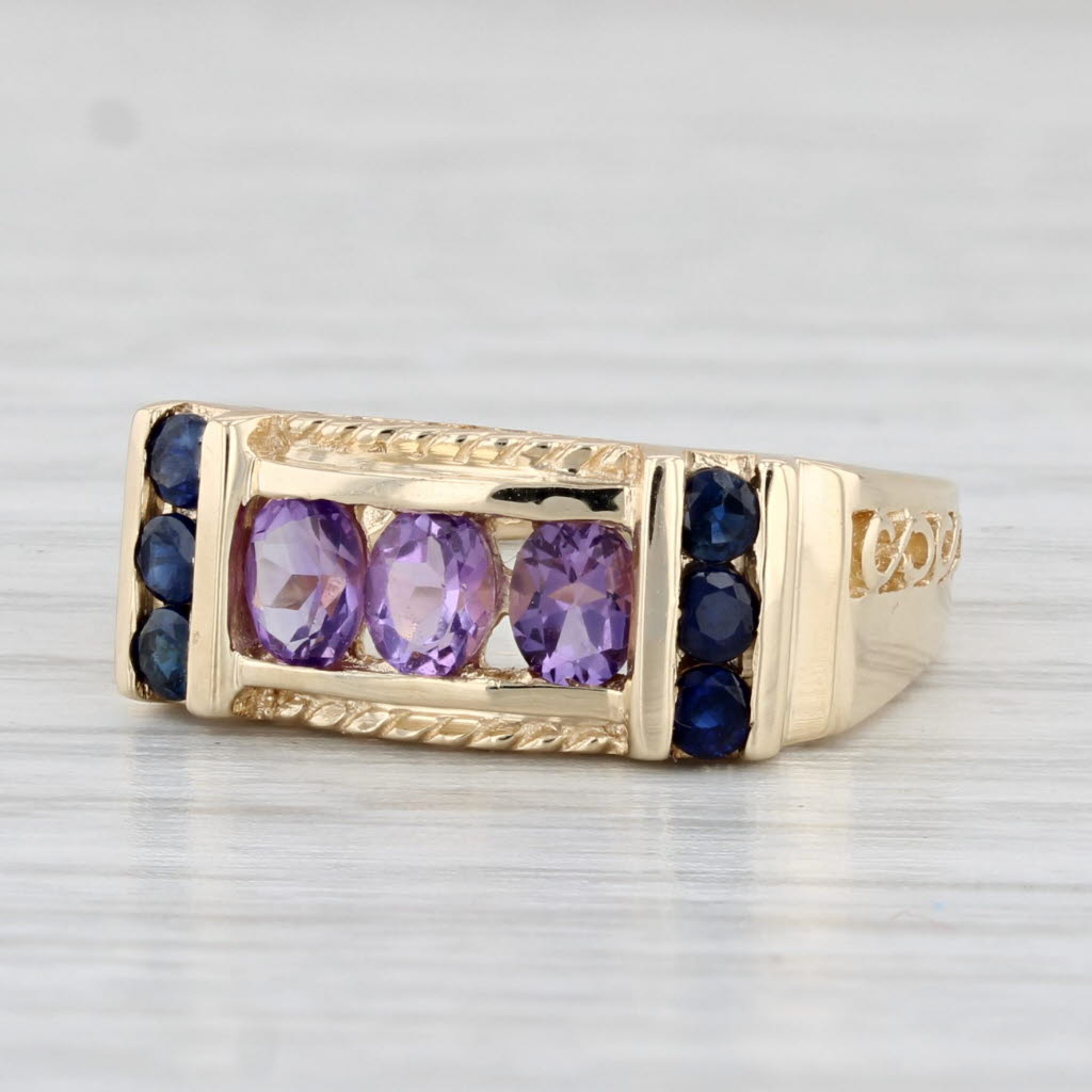 Light Gray 0.86ctw Amethyst Sapphire Ring 10k Yellow Gold Size 5 Vintage