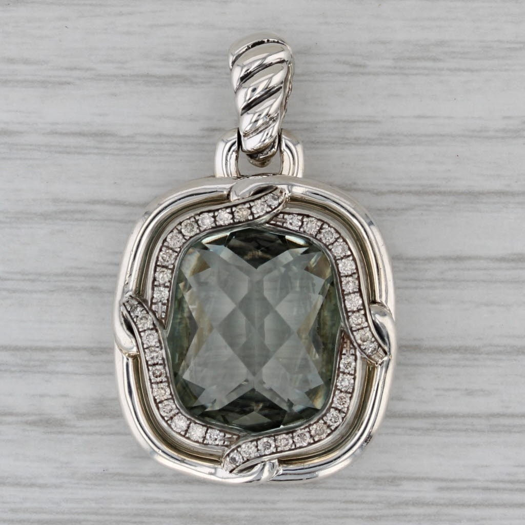 Gray Yurman Labyrinth Prasiolite Diamond Enhancer Pendant Sterling Silver Statement