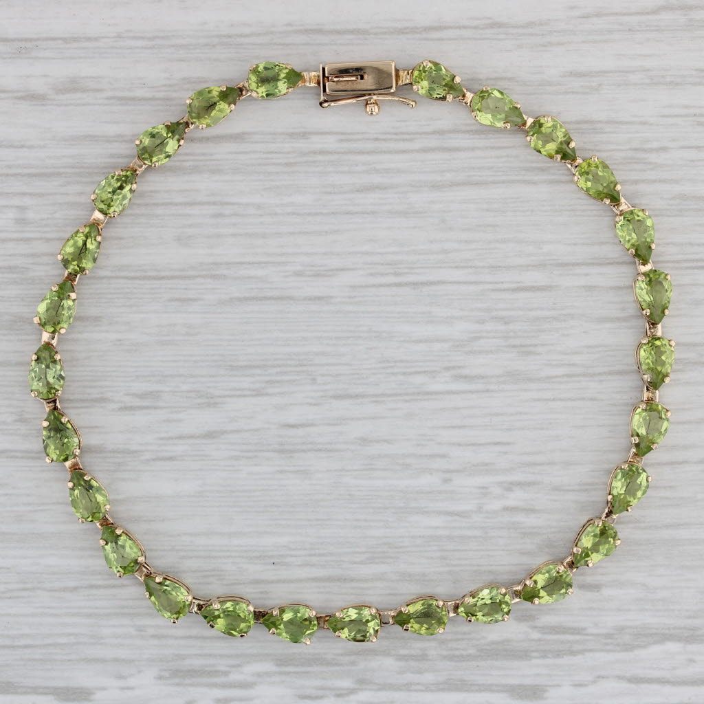 Gray 12ctw Peridot Tennis Bracelet 14k Yellow Gold 8" 4.2mm