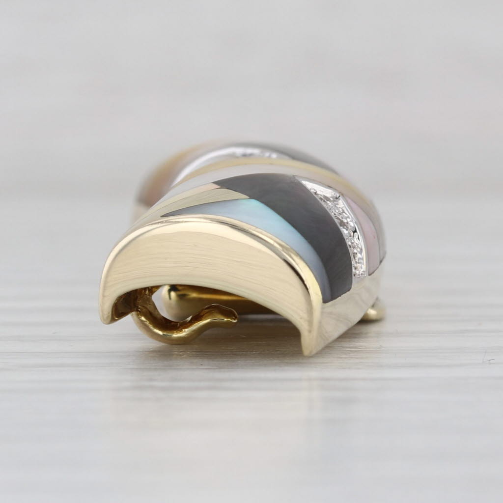 Asch Grossbardt Mother of Pearl Mosaic Diamonds Slide Pendant 14k Gold