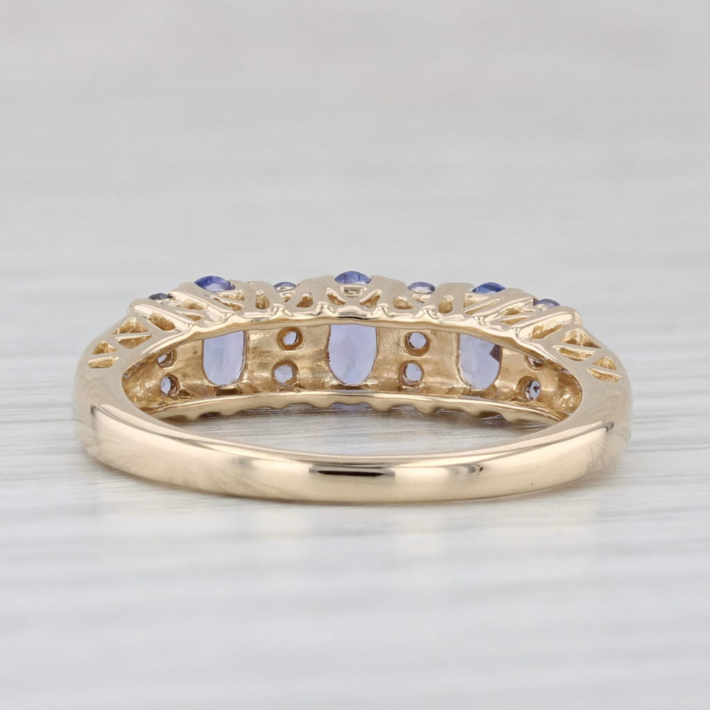 Light Gray 1ctw 3-Stone Tanzanite Diamond Ring 14k Yellow Gold Size 7 Stackable