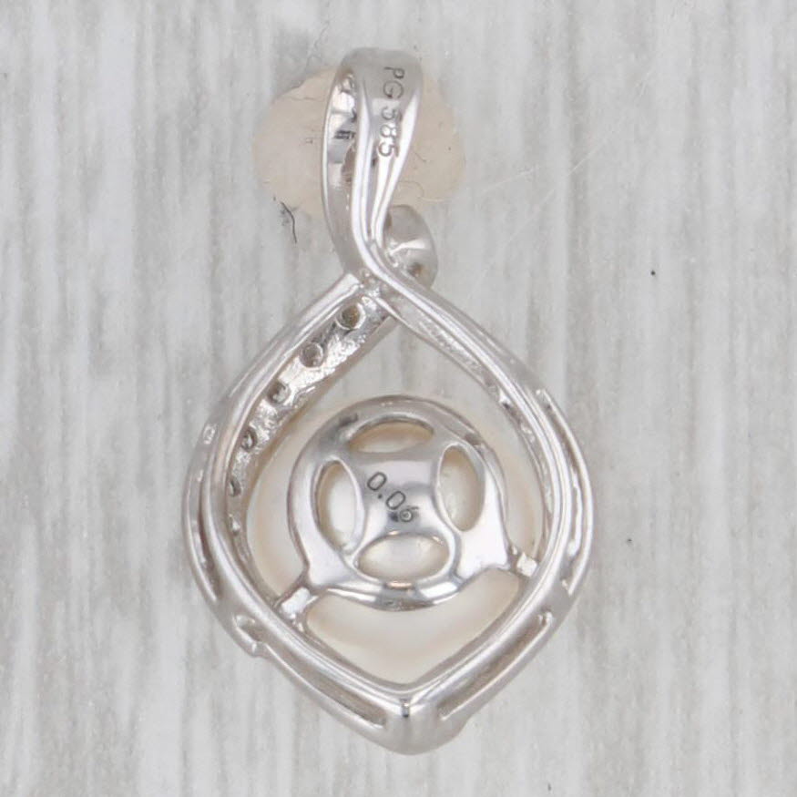 Gray Cultured Pearl Diamond Teardrop Pendant 14k White Gold