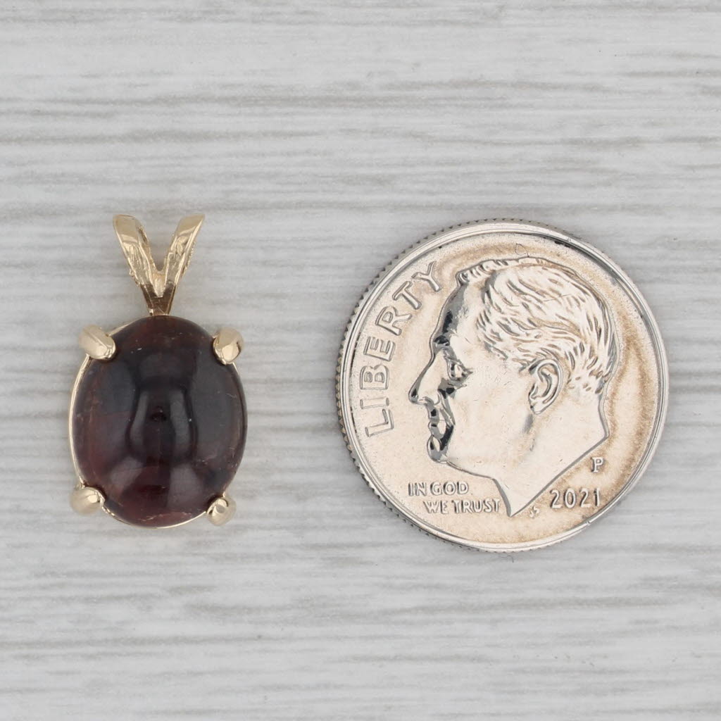 Gray Ruby Oval Cabochon Solitaire Pendant 14k Yellow Gold