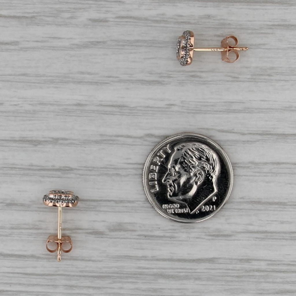 0.28ctw Diamond Halo Stud Earrings 14k Rose Gold Studs