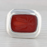 Slane & Slane Red Chalcedony Bee Intaglio Seal Signet Ring Sterling Silver