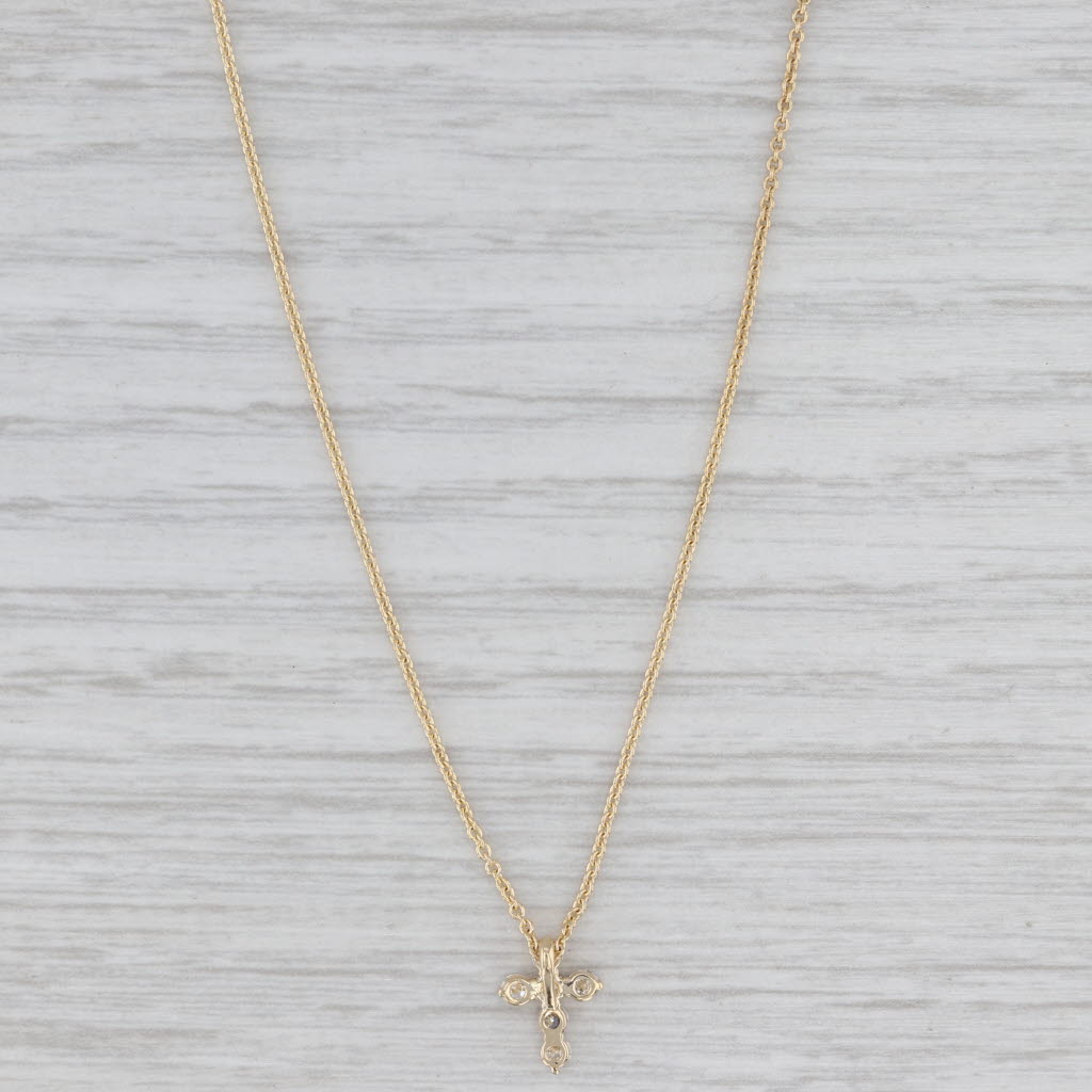 Light Gray New 0.24ctw Diamond Cross Pendant Necklace 14k Yellow Gold 16-18" Cable Chain