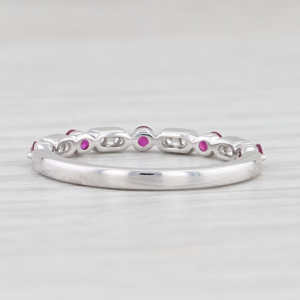 New 0.25ctw Diamond Ruby Stackable Ring 14k White Gold Size 6.5 Wedding Band