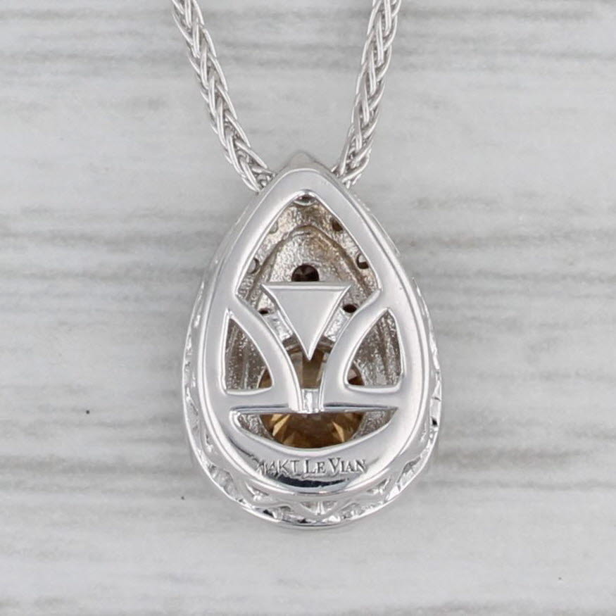 Gray Le Vian Chocolate Diamond Teardrop Halo Pendant Necklace 14k White Gold 18"