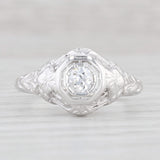 Light Gray Art Deco 0.23ct Diamond Solitaire Engagement Ring 18k White Gold Size 7