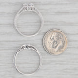 New Semi Mount Engagement Ring Wedding Band Set Diamond 18k White Gold Size 6.5