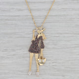 0.26ctw Cubic Zirconia Figural Fashion Lady Pendant Necklace 18k Gold