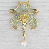 Light Gray New Art Nouveau Style Tribal Brooch Pendant Necklace 18kGold Diamond Pearl
