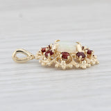 Opal Garnet Halo Pendant 10k Yellow Gold Oval Cabochon Drop