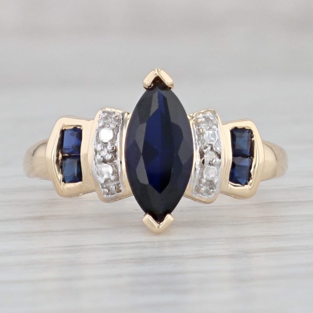 Gray 1.69ctw Marquise Blue Lab Created Sapphire Ring 14k Yellow Gold Size 6.75