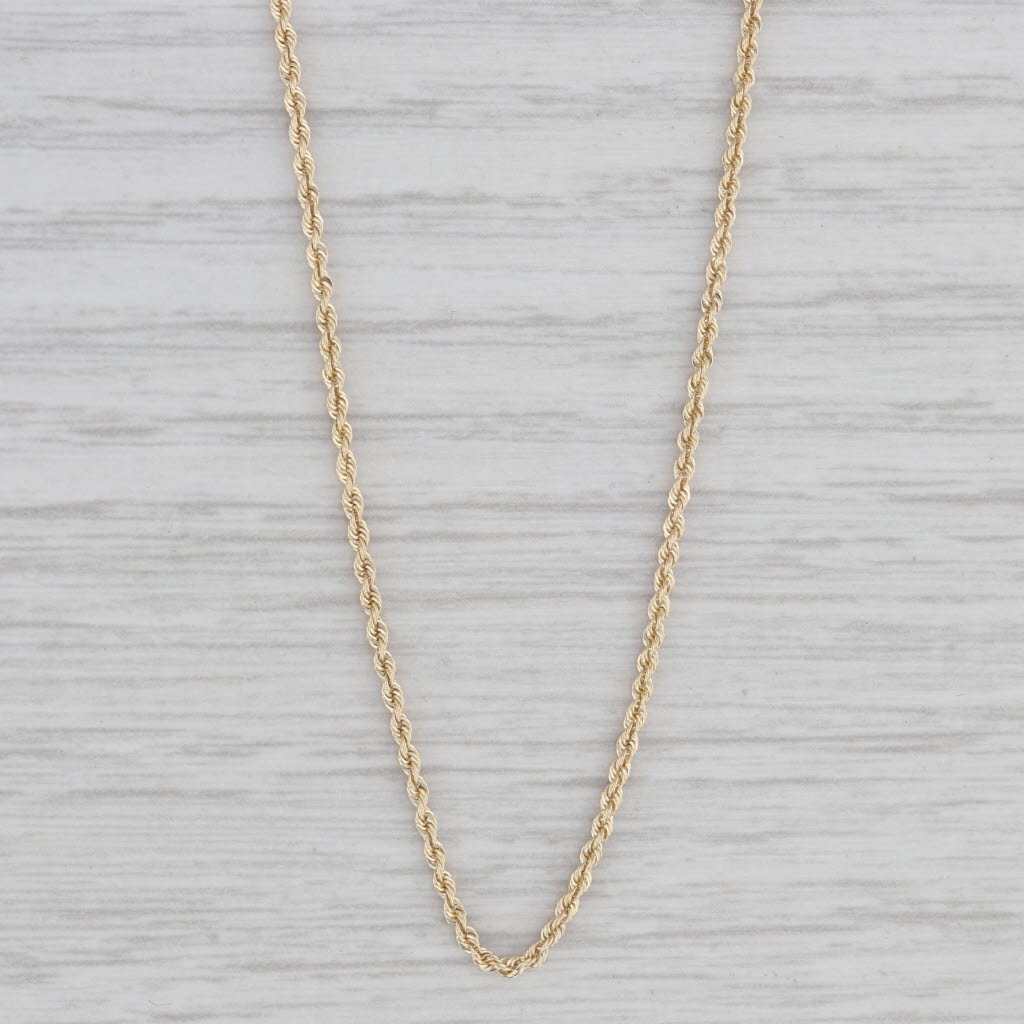 Gray 18" 1.3mm Rope Chain Necklace 14k Yellow Gold