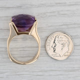 15.50ct Checkerboard Amethyst Ring 14k Yellow Gold Size 7.25-7.5 Cocktail