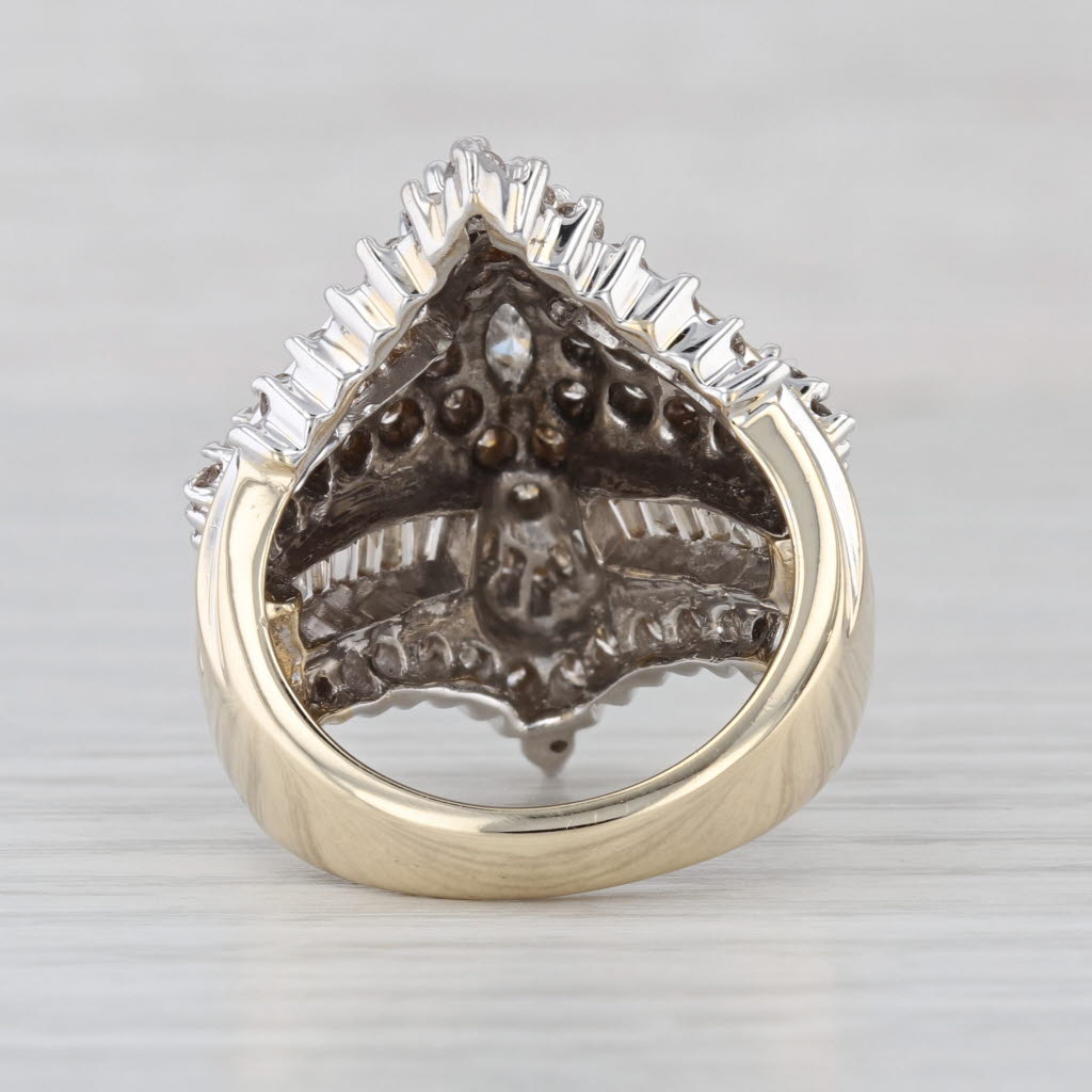 2.68ctw Diamond Cocktail Cluster Ring 14k Yellwo White Gold Size 7.25