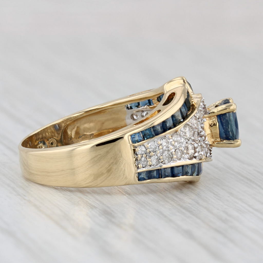 Light Gray 1.11ctw Blue Sapphire Diamond Ring 18k Yellow Gold Size 5.5