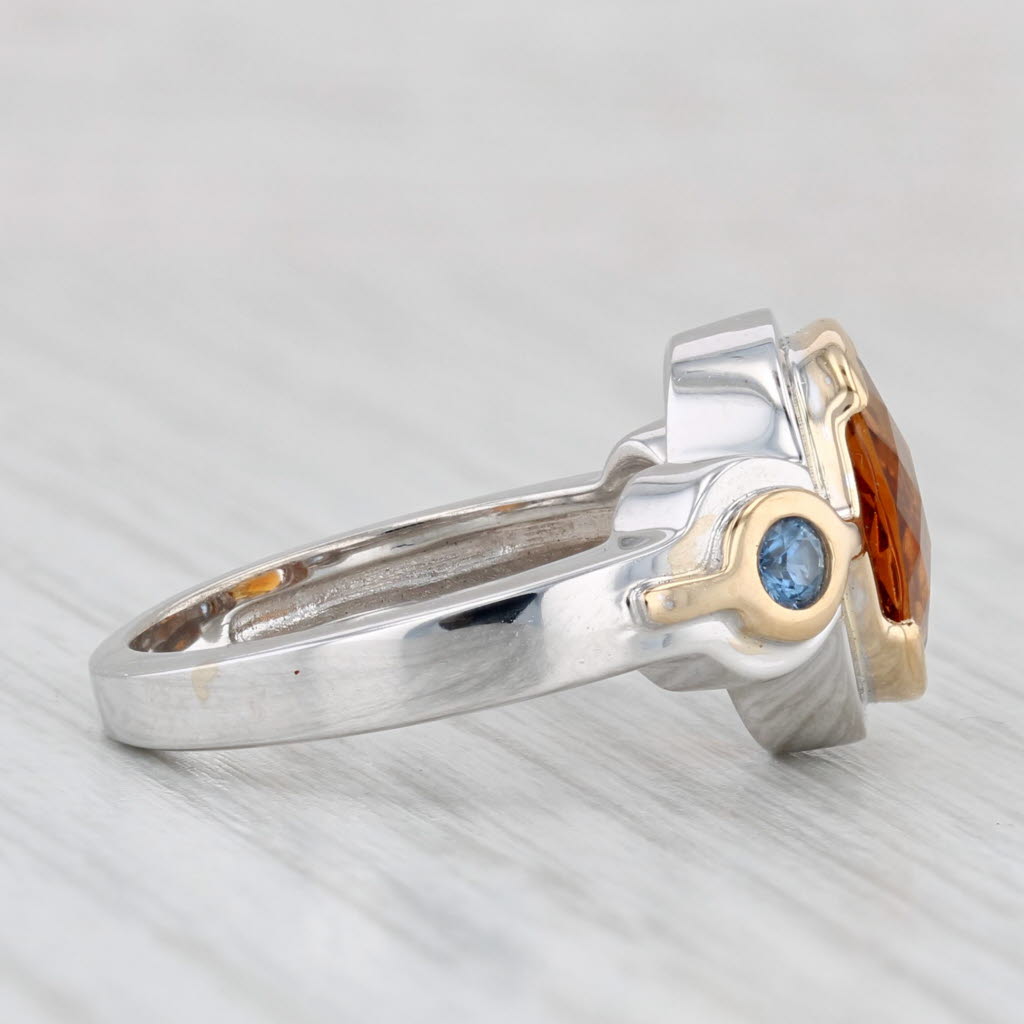 Light Gray 2.85ctw Orange Citrine Blue Sapphire Ring 14k Rose White Gold Size 6