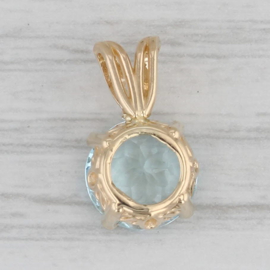 Gray 2.30ctw Round Solitaire Blue Topaz Pendant 14k Yellow Gold