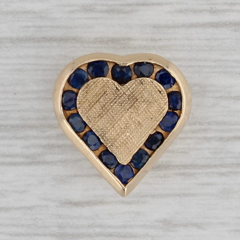 Gray Richard Glatter 0.35ctw Blue Sapphire Heart Slide Bracelet Charm 14k Yellow Gold