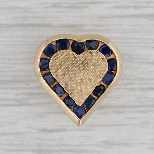 Richard Glatter 0.35ctw Blue Sapphire Heart Slide Bracelet Charm 14k Yellow Gold