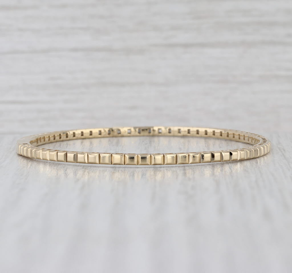 New Beveled Flexible Bangle Bracelet 6.75" 14k Yellow Gold