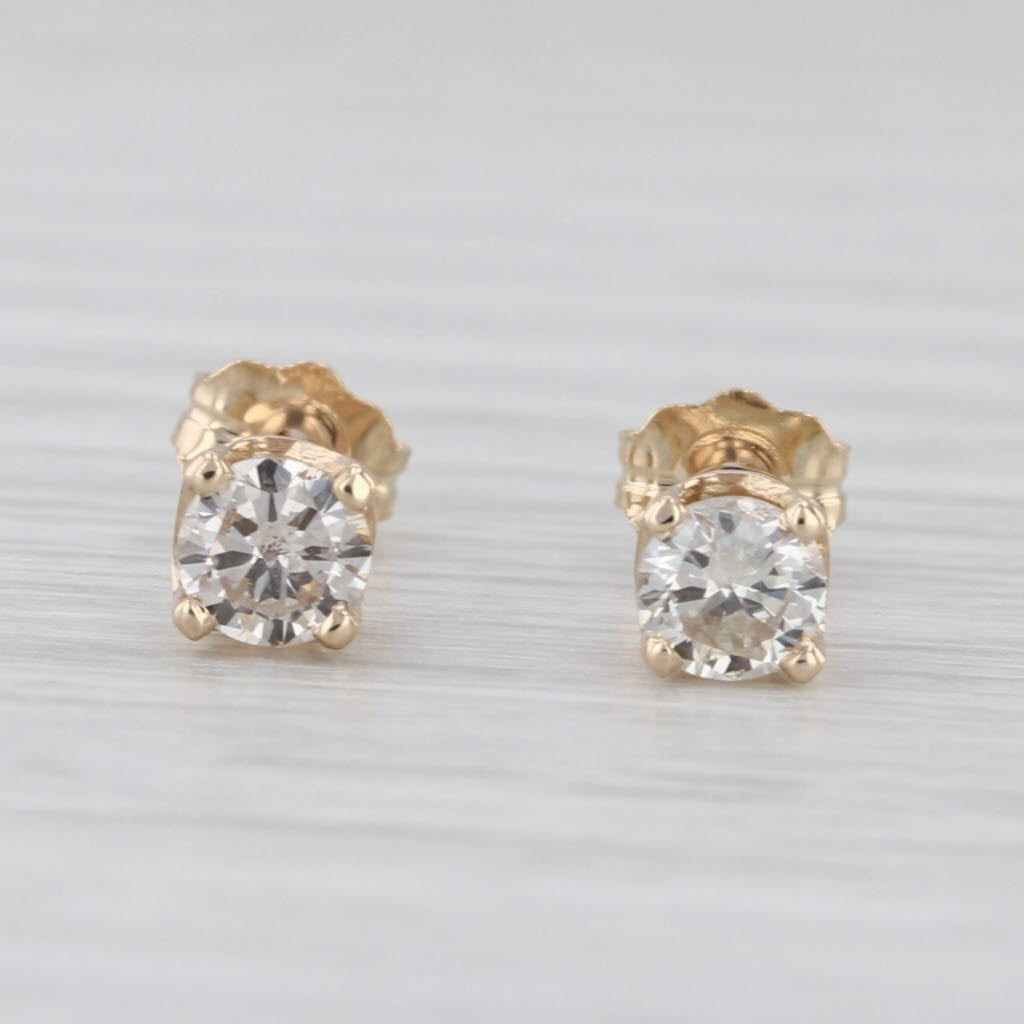 0.46ctw Diamond Stud Earrings 14k Yellow Gold Round Solitaire Studs