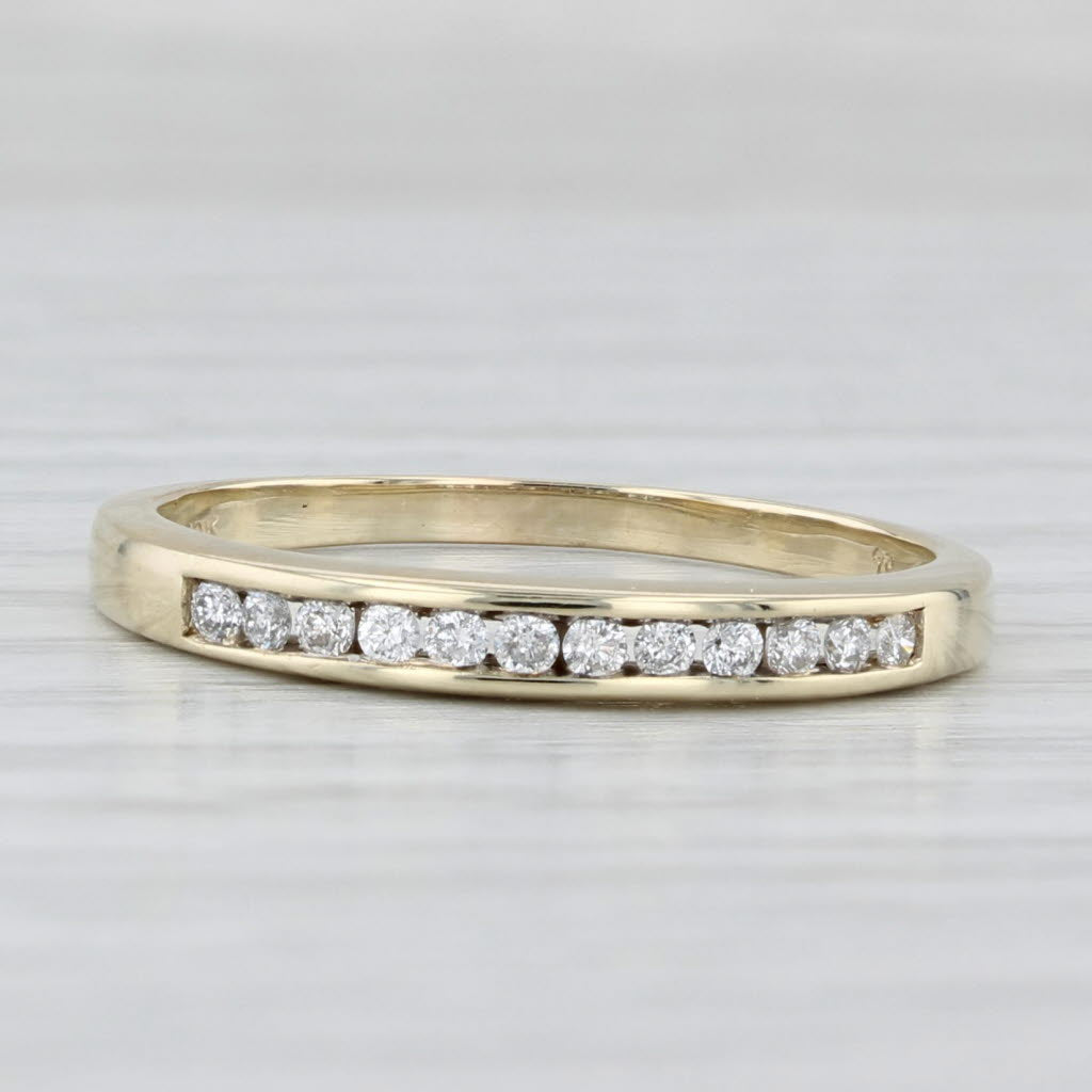 Light Gray 0.12ctw Diamond Wedding Band 10k Yellow Gold Size 8 Stackable Ring