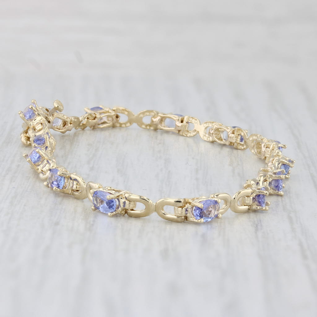 Light Gray 3.50ctw Tanzanite Tennis Bracelet 14k Yellow Gold 7" 3.7mm