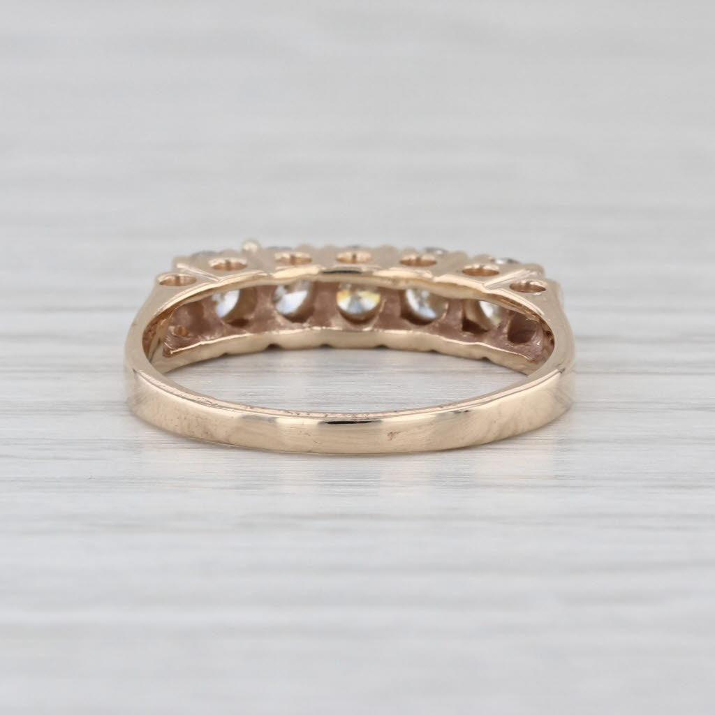 0.70ctw Diamond 5 Stone Ring 14k Yellow Gold Wedding Anniversary Band Size 7
